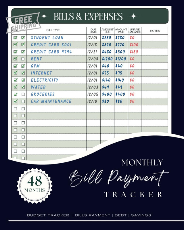 Monthly Bill Payment Tracker Notebook: Bills Income Debt and Savings Tracker An gallery