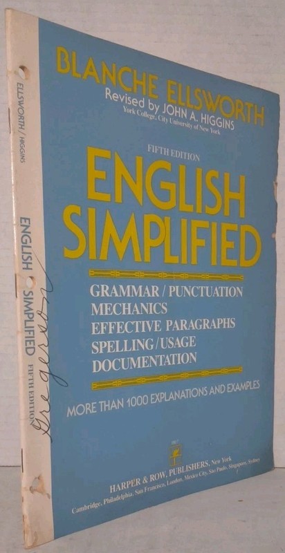 English Simplified By Blanche Ellsworth – 1985 Harper & Row SC – NICE