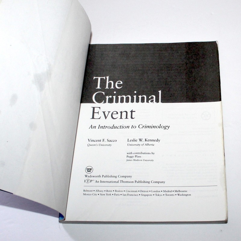Criminal Event Introduction to Criminology 1996 Wadsworth 1st Ed Vincent Sacco gallery