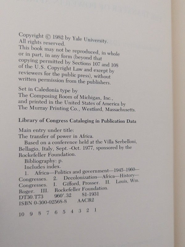 The Transfer of Power in Africa: Decolonization 1940 - 1960; Gifford - HC/VG gallery