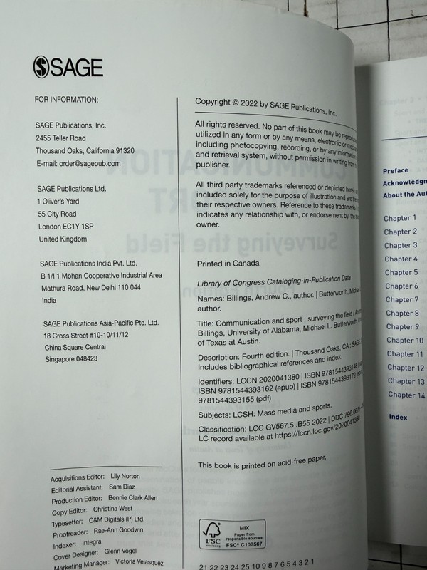 Communication and Sport : Surveying the Field 4th Edition 2022, TPB Ships Fast gallery