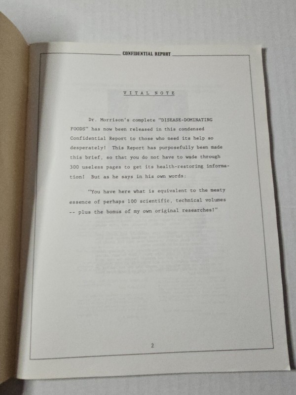 Confidential Report: Disease Dominating Foods By Marsh Morrison 1978 gallery