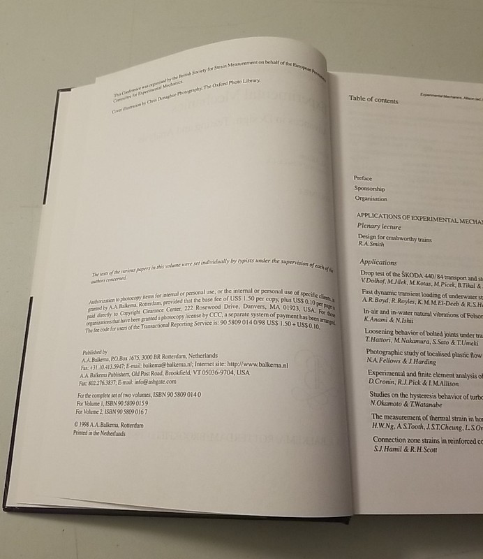 Experimental Mechanics Vol 1-2 Advances in Design Testing and Analysis Hardcover gallery
