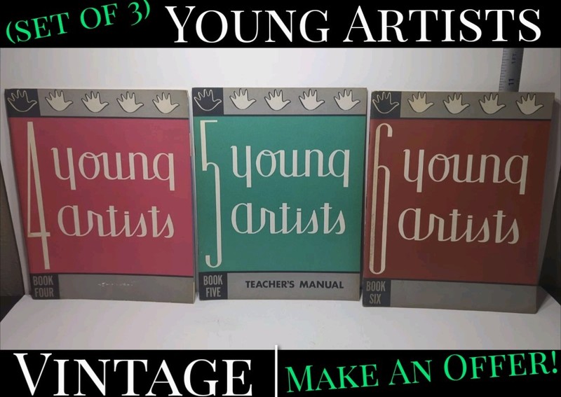 ✨VINTAGE✨(3) 1959 PRANG Art Series YOUNG ARTISTS Grade 4-6 Illustrated Paperback