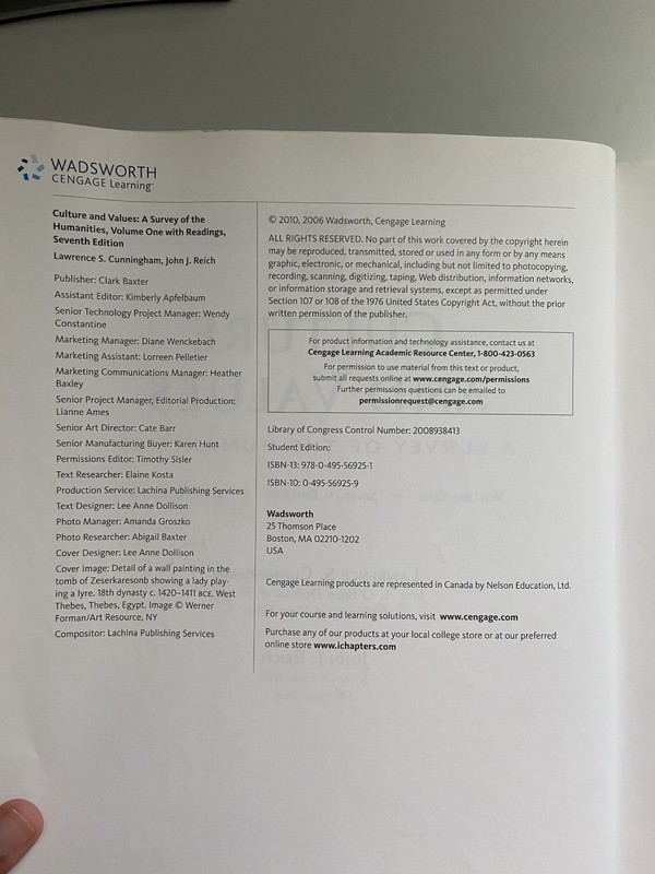 Culture and Values: A Survey of the Humanities by Lawrence Cunningham gallery