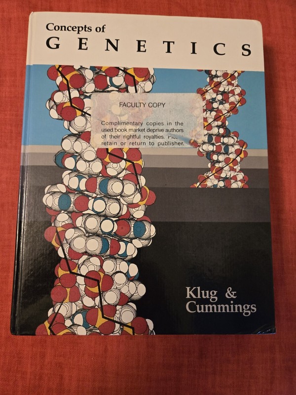 Concepts of Genetics – Hardcover, by Klug William; Cummings – Very Good.