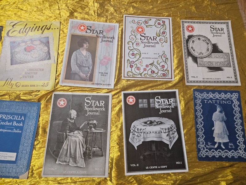 21 ANTQUE BOOK LOT Fleisher’s Modern Crochet Quilt Star Needlework Book Journal