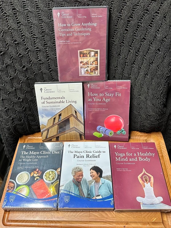 LOT OF 6 Great Courses DVD & BOOKS- Mayo Clinic Diet Yoga Sustainable Living NEW