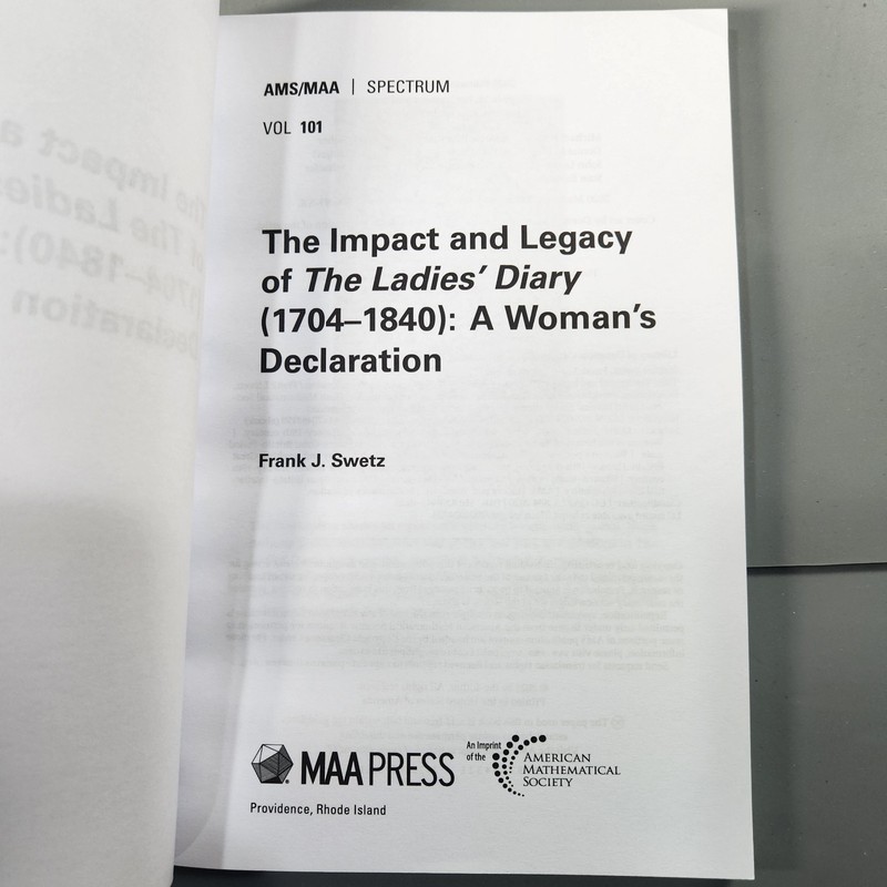 Impact Legacy Ladies Diary 1704-1840 Frank Swetz AMS MAA Spectrum Math History gallery