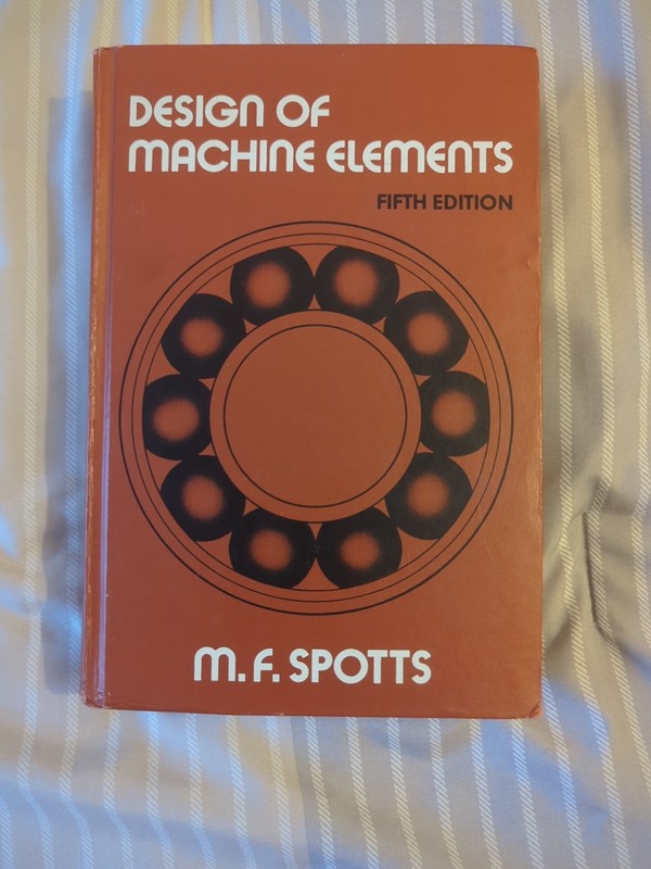 Design of Machine Elements Spotts 5th Edition Engineering Textbook Hardcover