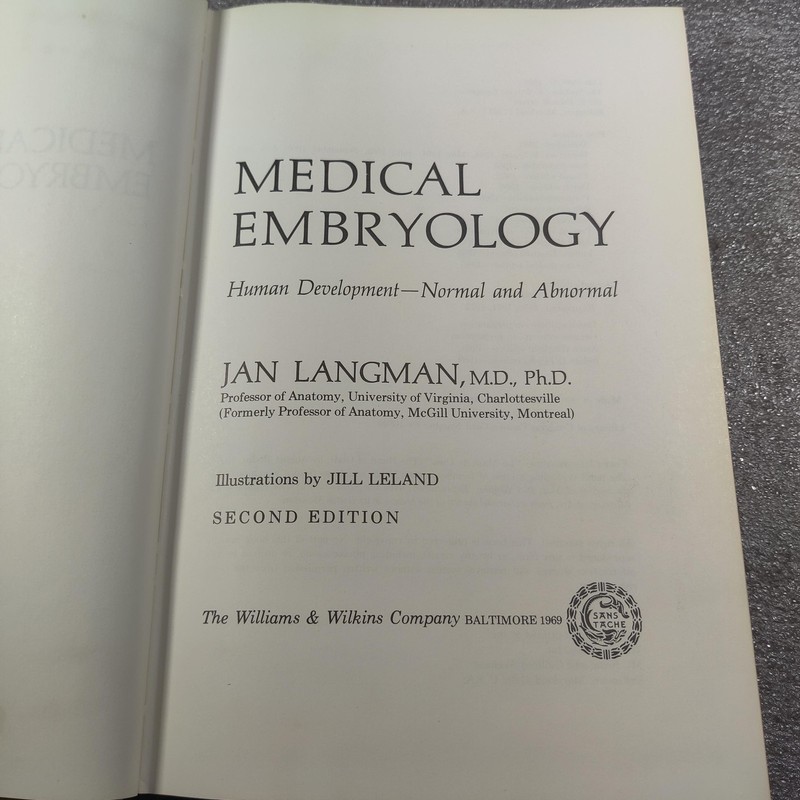 Vintage Medical Embryology Jan Langman Human Development 1969 Hardcover gallery