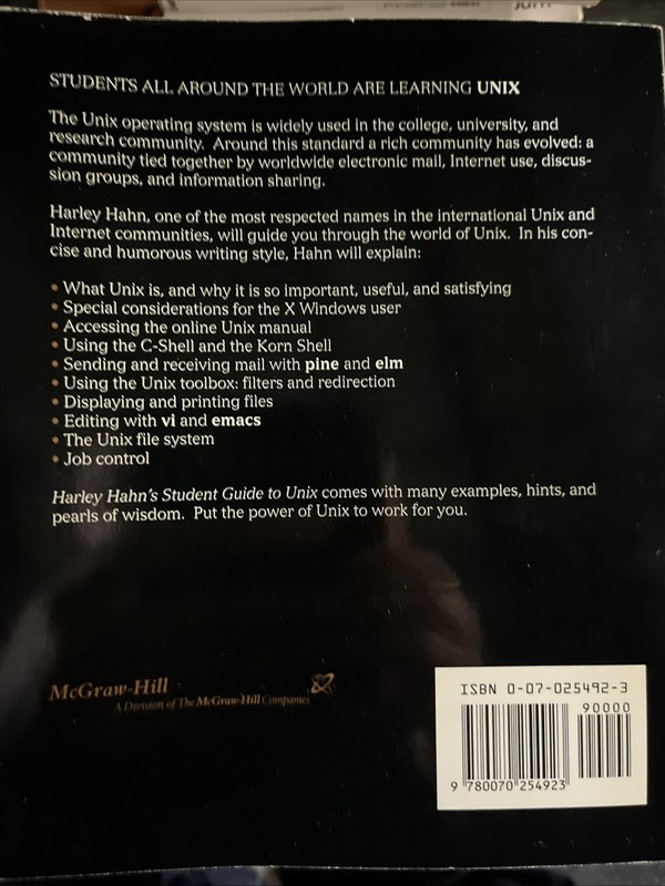 Harley Hahn's Student Guide to UNIX by Harley Hahn (1996, Trade Paperback) gallery