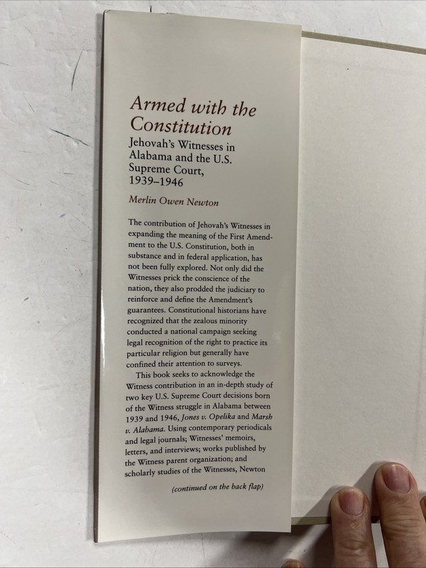 Armed with the Constitution. Jehovah's Witnesses in Alabama . Hardback gallery