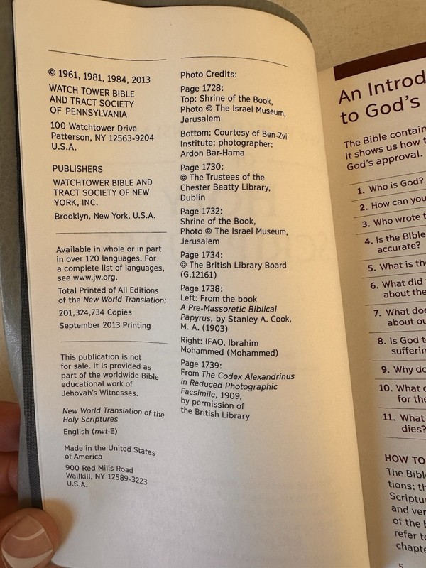 New World Translation Holy Scriptures, Staff Watchtower Bible, Jehovah's Witness gallery