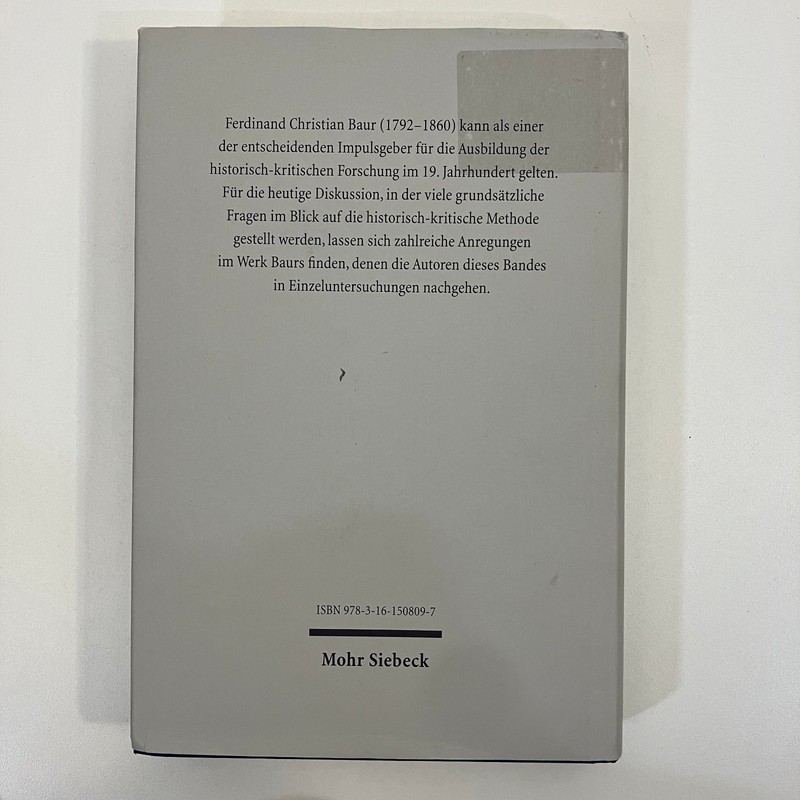 GERMAN Ferdinand Christian Baur Und Die Geschichte Des Fruhen Christentums HCDJ gallery