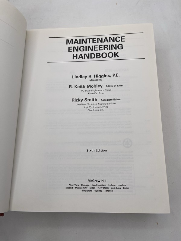 Maintenance Engineering Handbook 6th Edition Hardcover L. Higgins R.K. Mobley gallery