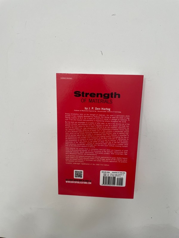 Strength of Materials by J. P. Den Hartog (1961, 2015 Reprint, PB) Dover gallery