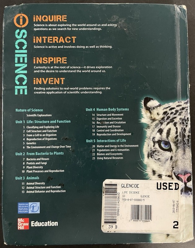 Life i-Science, Glencoe-McGraw Hill Education (2012, HC, MS Textbook) Acceptable gallery