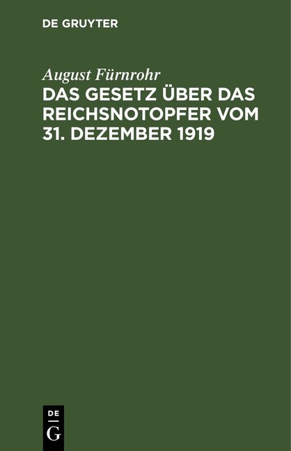 Das Gesetz ?Ber Das Reichsnotopfer Vom 31 Dezember 1919