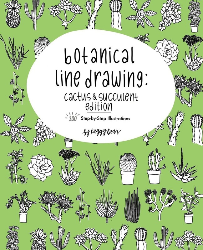 Botanical Line Drawing: Cactus & Succulent Edition: 200 Step-by-Step Illustra…