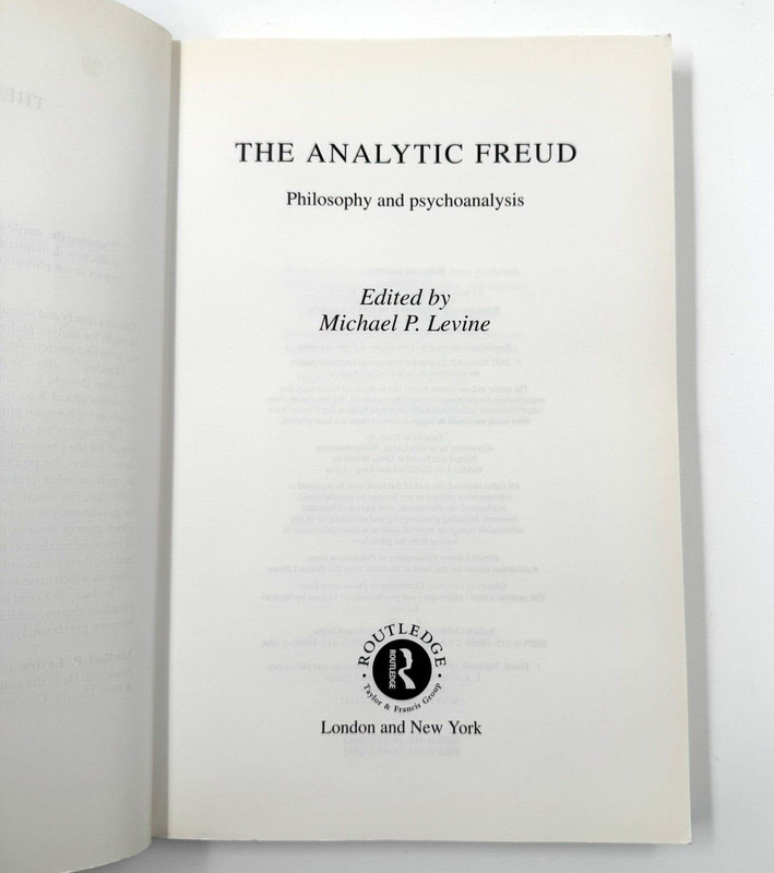 The Analytic Freud - Philosophy and Psychoanalysis by Michael Levine - PB - 2000 gallery