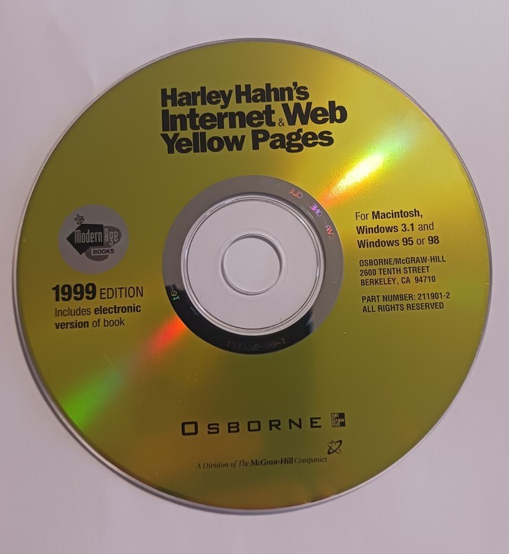Harley Hahn s Internet &Web Yellow Pages CD 1999 Win 3.1 Win 95 98 Macintosh
