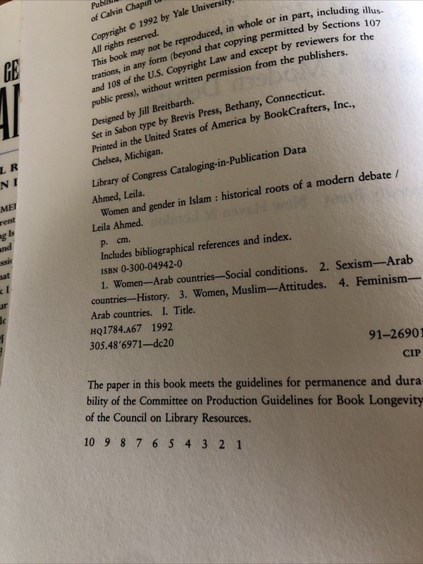 Women and Gender in Islam (1992) Leila Ahmed Signed Harvard Amherst gallery
