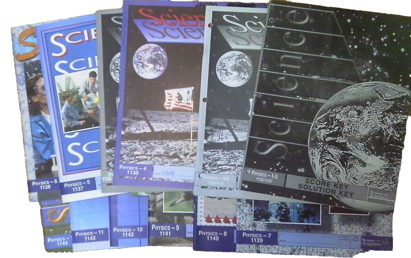 SCHOOL OF TOMORROW PARTIAL SET PHYSICS PACES —9 WORKBOOKS + 2 ANSWER KEYS