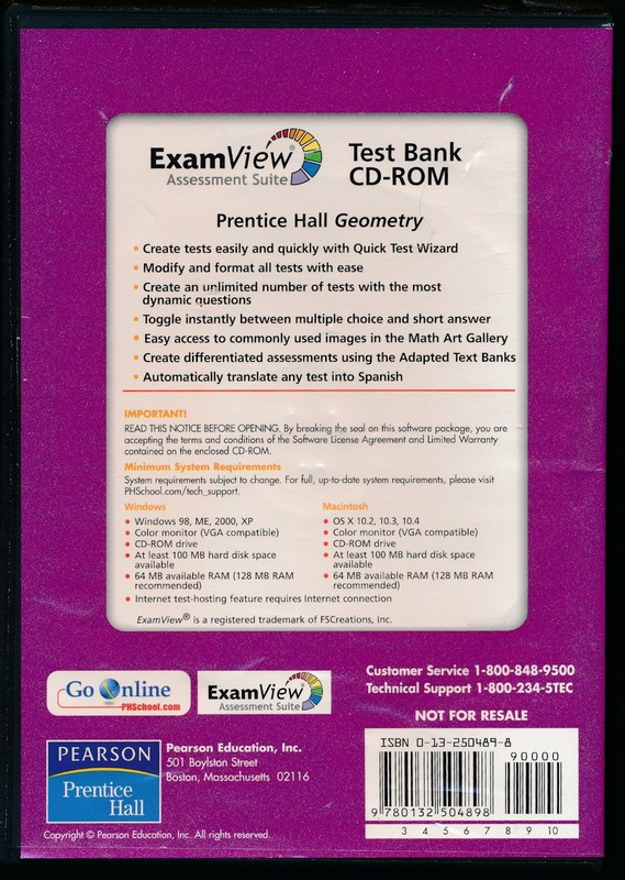 ExamView Test Bank CD-ROM Prentice Hall Geometry Pre-Algebra Algebra 1 & 2 gallery