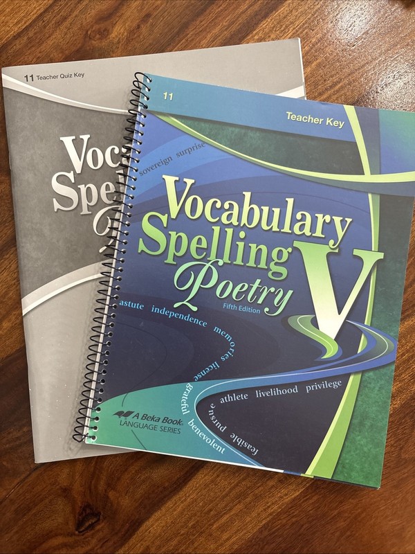 Abeka Vocabulary, Spelling & Poetry V Teacher & QuizKeys – 11th Grade – 2 Books