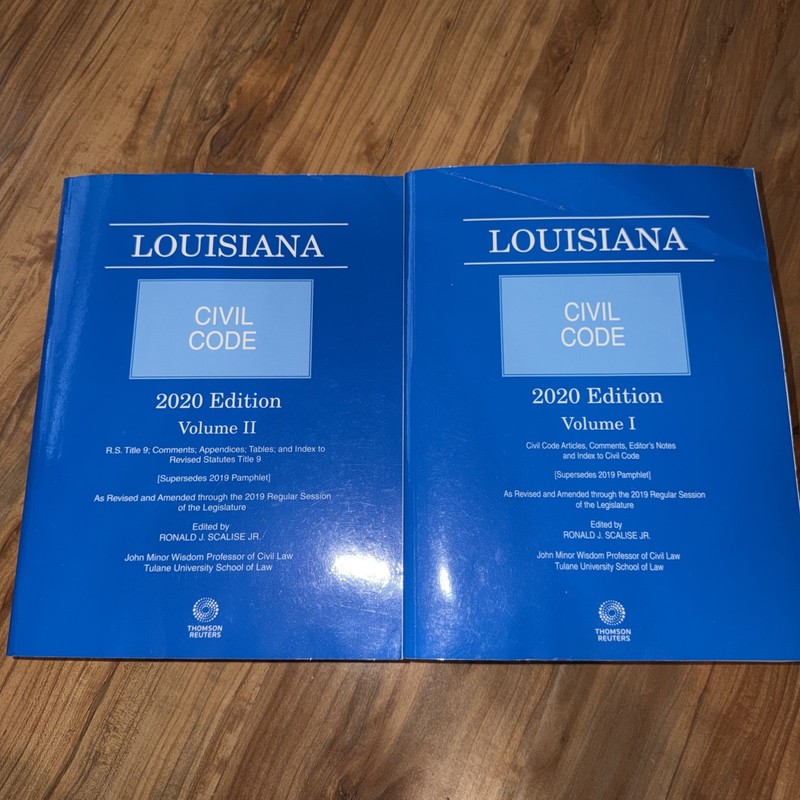Louisiana Civil Code 2020 Edition Volume I & II (Thompson Reuters)