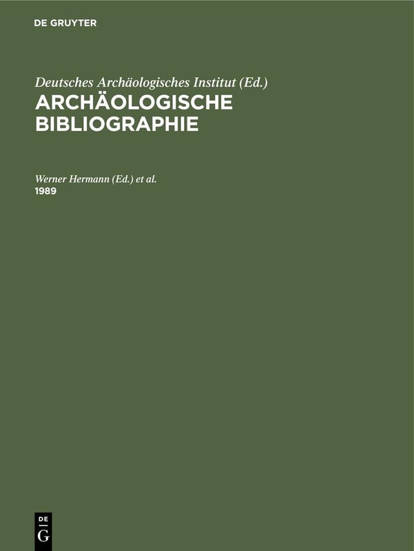 1989 (ArchÃ¤ologische Bibliographie) (German Edition) [Hardcover]